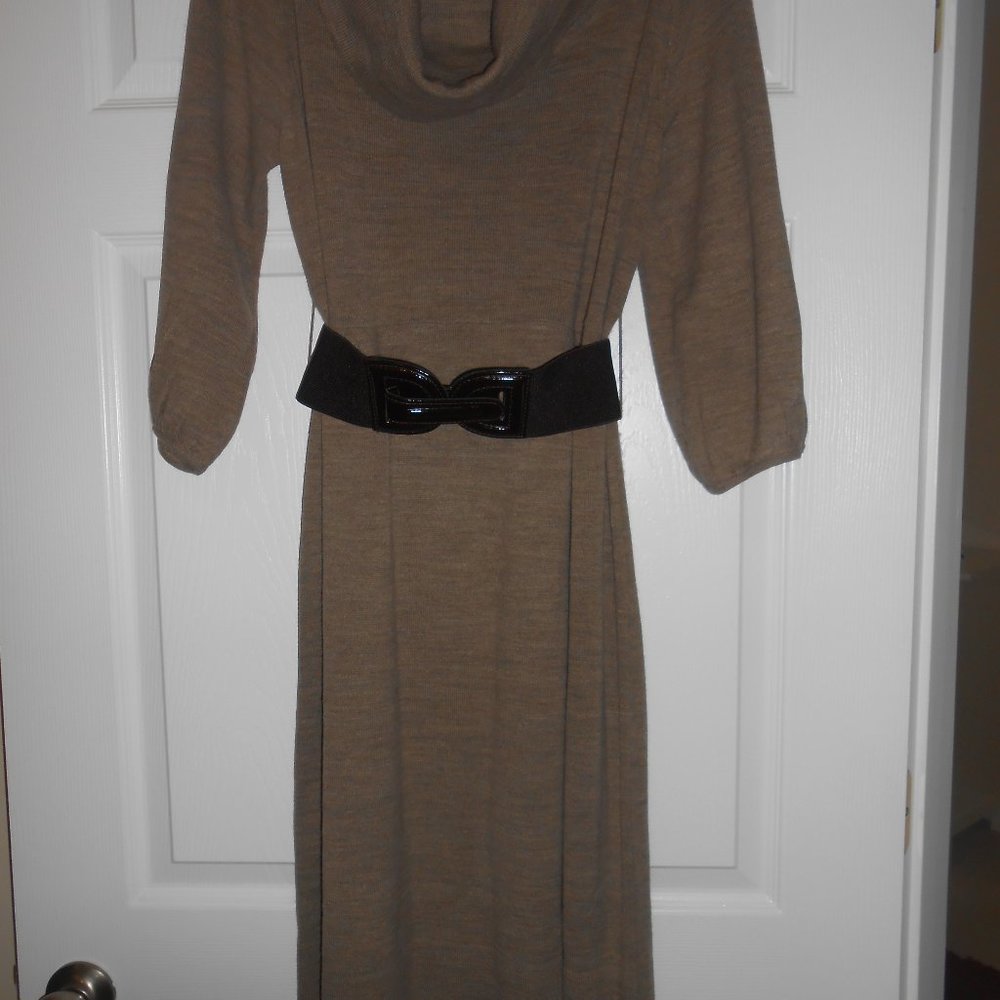 I.N. Studio size large brown sweater dress with cowl neck.